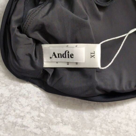 NWT Andie Black Symi Bikini Top Ruched Adjustable Straps Womens Swimwear XL - Picture 5 of 9